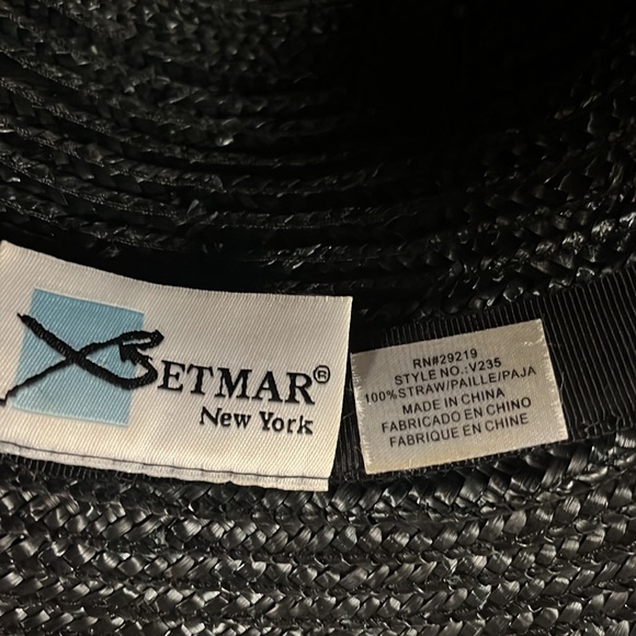 RARE VINTAGE BETMAR NEW YORK BLACK BOW SPRING STRAW DERBY/CHURCH/FORMAL HAT - Picture 5 of 9